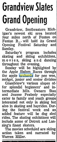 Granview Orchards Ski Area - Feb 3 1961 Opening Article (newer photo)